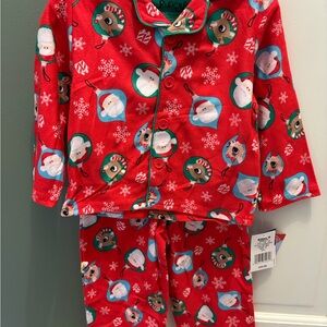 NEW 2 T Rudolph  Red Holiday Fleece Pajama Set